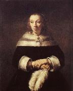 Rembrandt Harmensz Van Rijn A woman with solfjader of a strutsplym oil painting